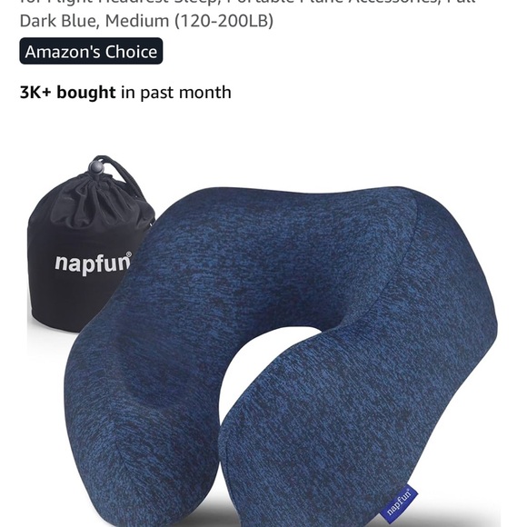 Ergonomic Blue Travel Pillow with Plush Support - Picture 1 of 7